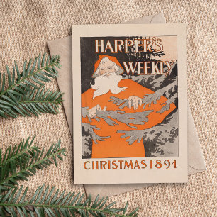 Cartes Pour Fêtes Annuelles Noël hebdomadaire vintage Harper's 1894