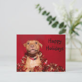 Cartes Pour Fêtes Annuelles Noël heureux de chiot de pitbull (Debout devant)