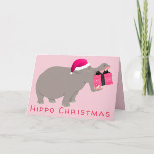 Cartes Pour Fêtes Annuelles Noël hippo rose