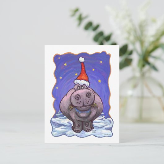 Cartes Pour Fêtes Annuelles Noël Hippopotame (Debout devant)