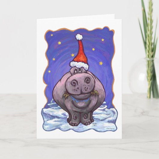 Cartes Pour Fêtes Annuelles Noël Hippopotame (Devant)