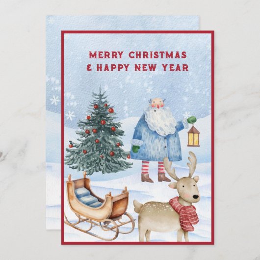 Cartes Pour Fêtes Annuelles Noël hiver (Devant / Derrière)