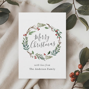 Cartes Pour Fêtes Annuelles Noël hiver Berries Wreath Joyeux Noël