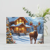Cartes Pour Fêtes Annuelles Noël/Hiver Deer Lodge (Debout devant)