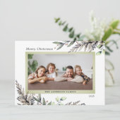 Cartes Pour Fêtes Annuelles Noël hiver verdure 3 Photos Message (Debout devant)