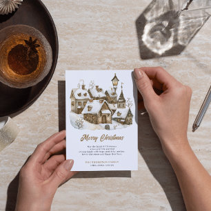 Cartes Pour Fêtes Annuelles Noël hiver Village Vintage Vieux