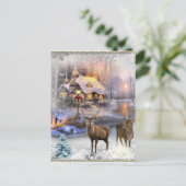 Cartes Pour Fêtes Annuelles Noël hiver Wilderness Cottage (Debout devant)