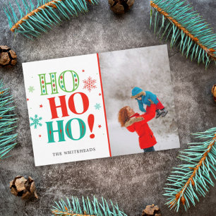 Cartes Pour Fêtes Annuelles Noël Ho Ho Ho Turquoise Green Red Photo