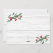 Cartes Pour Fêtes Annuelles Noël Holly Berry Rustic 5 PHOTO Salutation (Dos)