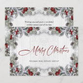 Cartes Pour Fêtes Annuelles Noël Holly Berry Rustic Salutation d'entreprise (Devant / Derrière)
