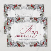 Cartes Pour Fêtes Annuelles Noël Holly Berry Rustic Salutation d'entreprise (Devant / Derrière)