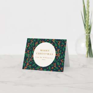Cartes Pour Fêtes Annuelles Noël Holly Botanical Green Custom Blank