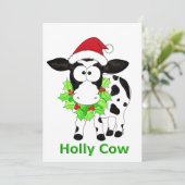 Cartes Pour Fêtes Annuelles Noël Holly Cow (Debout devant)