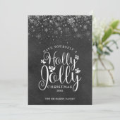 Cartes Pour Fêtes Annuelles Noël Holly Jolly Écriture Élégante Tableau Noir (Debout devant)