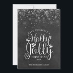 Cartes Pour Fêtes Annuelles Noël Holly Jolly Elegant Script Chalkboard<br><div class="desc">Doté d'une élégante conception de script Holly Jolly,  vous pouvez personnaliser avec votre message,  nom et année sur un arrière - plan de tableau de bord. Conçu par Thisisnotme©</div>