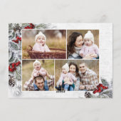 Cartes Pour Fêtes Annuelles Noël Holly Pine Rustic 4 Photo Grey (Dos)