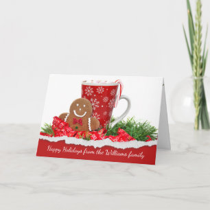 Cartes Pour Fêtes Annuelles Noël homme pain d'épices et chocolat chaud