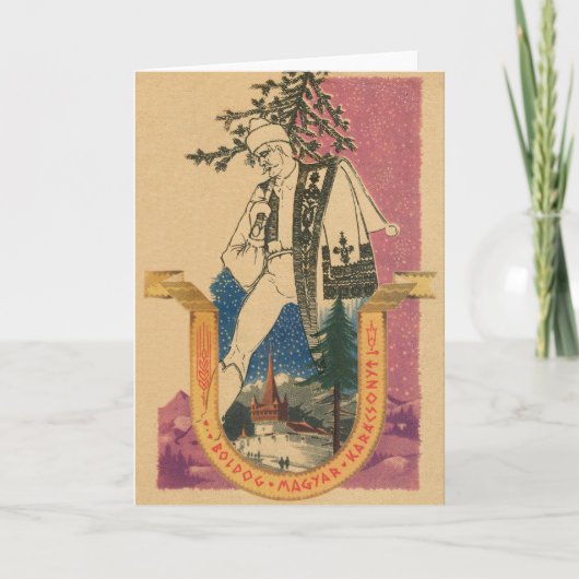Cartes Pour Fêtes Annuelles Noël hongrois vintage (Devant)