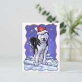 Cartes Pour Fêtes Annuelles Noël Husky (Debout devant)