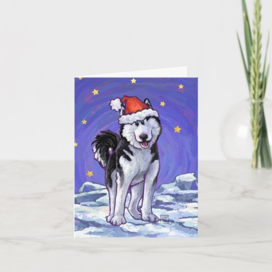 Cartes Pour Fêtes Annuelles Noël Husky (Devant)