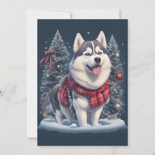 Cartes Pour Fêtes Annuelles Noël Husky Chien magique Noël Noël Esprit de Noël (Devant)