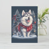 Cartes Pour Fêtes Annuelles Noël Husky Chien magique Noël Noël Esprit de Noël (Debout devant)