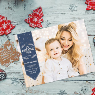 Cartes Pour Fêtes Annuelles Noël Indigo bleu happy Holidays photo