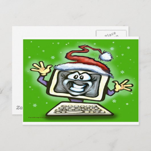 Cartes Pour Fêtes Annuelles Noël informatique (Devant / Derrière)