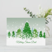 Cartes Pour Fêtes Annuelles Noël irlandais, sapins verts enneigés (Debout devant)