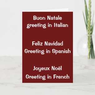 CARTES POUR FÊTES ANNUELLES NOËL ITALIEN, ESPAGNOL / FRANÇAIS VOUS SOUHAITE
