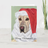 Cartes Pour Fêtes Annuelles Noël jaune de Labrador Père Noël (Devant)