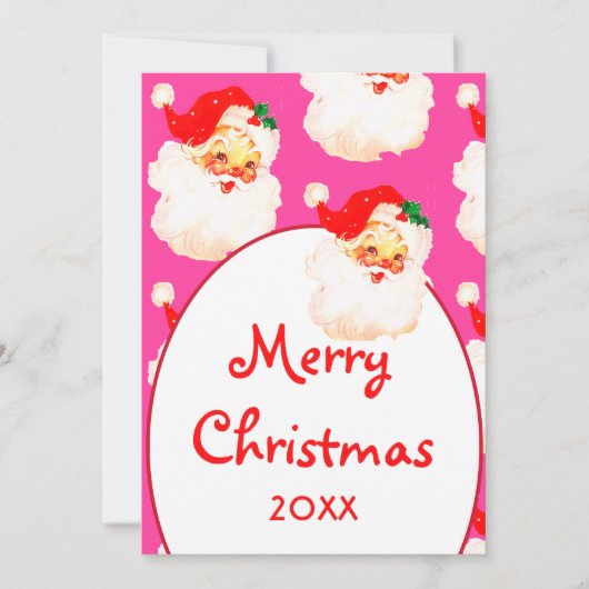 Cartes Pour Fêtes Annuelles Noël Jolly Santa Claus Rose Joyeux Salutation (Devant)