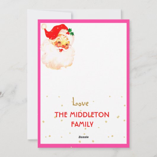 Cartes Pour Fêtes Annuelles Noël Jolly Santa Claus Rose Joyeux Salutation (Dos)