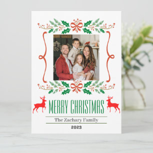 Cartes Pour Fêtes Annuelles Noël Jours fériés Script Famille Photo