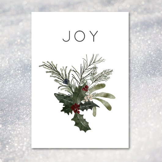 Cartes Pour Fêtes Annuelles Noël Joy Rustic Minimal Végétation Saine
