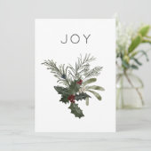Cartes Pour Fêtes Annuelles Noël Joy Rustic Minimal Végétation Saine (Debout devant)