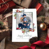 Cartes Pour Fêtes Annuelles Noël Joyeuses Fêtes Élégant Red Holly Berries