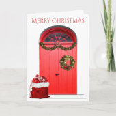 Cartes Pour Fêtes Annuelles Noël Joyeuses vacances Décorations Portes rouges (Devant)