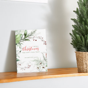 Cartes Pour Fêtes Annuelles Noël joyeux à la verdure aquarelle festive