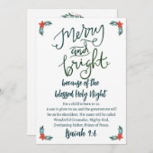 Cartes Pour Fêtes Annuelles Noël Joyeux & Bright Holy Night Vert Bleu (Devant / Derrière)