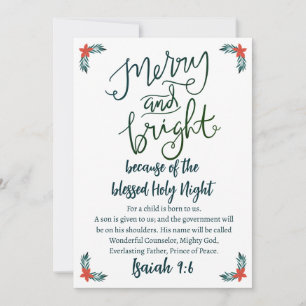 Cartes Pour Fêtes Annuelles Noël Joyeux & Bright Holy Night Vert Bleu