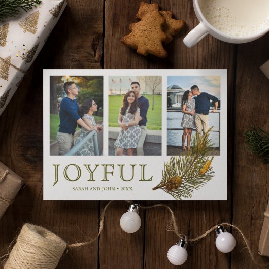 Cartes Pour Fêtes Annuelles Noël joyeux | Collage photo Rustique Pine Sprig