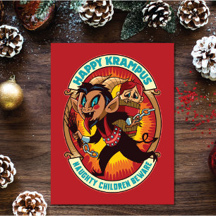 Cartes Pour Fêtes Annuelles Noël Joyeux Krampus Naughty Enfants Attention