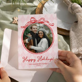 Cartes Pour Fêtes Annuelles Noël Joyeux Ruban Fantaisiste Rose et Rouge Capric