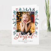 Cartes Pour Fêtes Annuelles Noël Joyeux Script Holly Berries Photo (Devant)