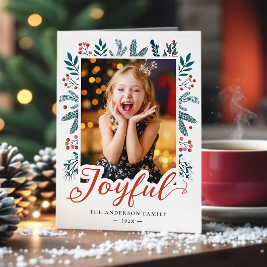 Cartes Pour Fêtes Annuelles Noël Joyeux Script Holly Berries Photo