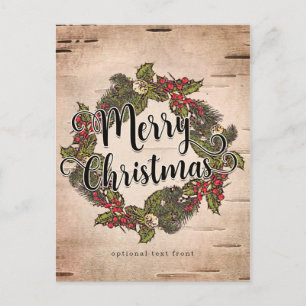 Cartes Pour Fêtes Annuelles Noël joyeux vintage rustique en bois de bouleau