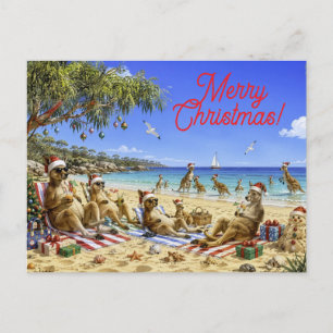 Cartes Pour Fêtes Annuelles Noël Kangourou Plage Pique-Nique Joyeux Noël