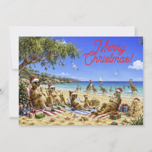 Cartes Pour Fêtes Annuelles Noël Kangourou Plage Pique-Nique Joyeux Noël