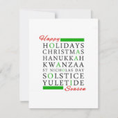 Cartes Pour Fêtes Annuelles Noël Kwanzaa Hanoukka Solstice Yuletide (Devant)